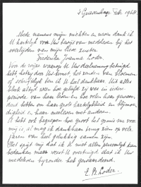 Bedankbriefje ivm overlijden F.J. Loder (1890-1967)